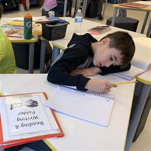 student writing