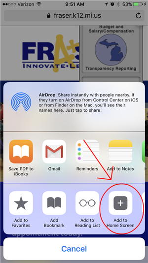 Tap on Add to Homescreen Tap on Add to Homescreen